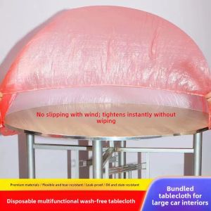 Thickened Waterproof Oil-proof Disposable Plastic Tablecloth for Camping round Dining Table Covers Home Use 140cmX140cm 50 Pieces