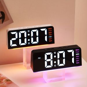 Digital LED Alarm Clock Desktop Table Clock Night Light with Time Temperature Display Backlight Snooze Clock Modern Decor