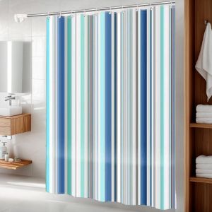 Romantic stripe vertical stripe shower curtain PEVA waterproof material easy to clean dry and wet separation partition curtain
