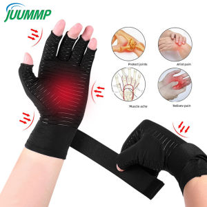 1Pair Wrist Compression Arthritis Gloves Wrist Support Brace Fingerless Glove with Adjustable Strap Comfortable Carpal Tunnel Sleeve for Hand Finger Wrist Relieve Pain for Women and Men