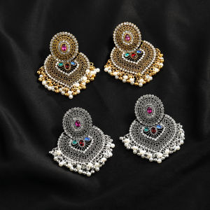 Court Retro Earrings 2024 New Arrival Trendy Geometric Exquisite Gem Accessible Luxury Exaggerated Fancy Elegant Ear Studs Earrings