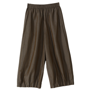 Linen Casual Wide Leg Straight Crop Trousers