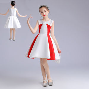 Princess Graduation Gown Childrens Performance Outfit Hostess Skirt Elementary School Chorus Speech Competition Costume