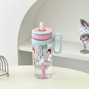 Jumbo Capacity Durable Heat-resistant Water Cup with Handle and Straw 1L