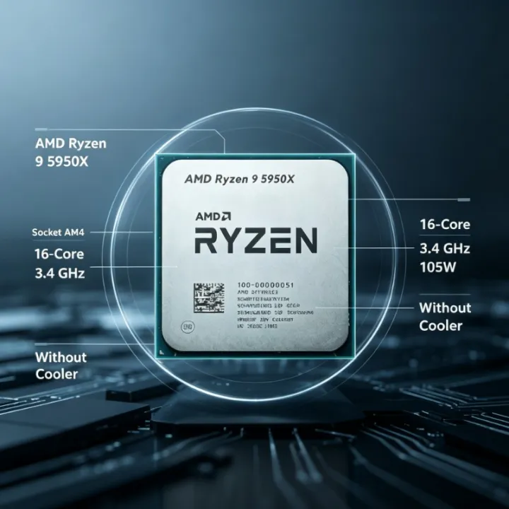 AMD | AMD Ryzen 9 5950X 16‑Core Desktop CPU 3.4GHz 105W Socket AM4 Processor Without Cooler