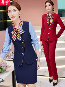 XINYU | Professional Work Uniform Dress for Stewardess Hotel Receptionist Restaurant Waitress Autumn Winter Vest