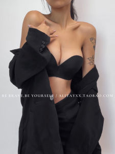 Alitayxx Invisible Anti-Slip Strapless Bra Comfortable No Wire Underwear Simple Style for Young Women Polyester Fabric All Seasons