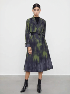S·DEER | Autumn Fashion Tapered Long Trench Coat with Notch Collar and Dyeing Design