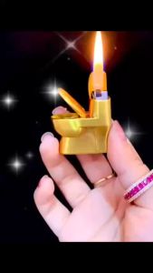 bật lửa móc khoá kim loại nguyên khối hình bồn cầu - xài gas