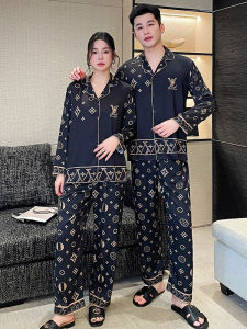 Couples Sleepwear Satin Long Sleeve Home Clothes Luxury Feel Spring Autumn Style Mens Light Luxury Ice Silk Satin Home Suit