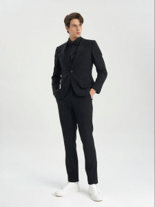 Rare | Bộ Suit Cưới Kinh Doanh Mới Màu Đen Xuân Hè Có Chuỗi Chữ
