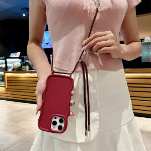 Crossbody Lanyard Case For iPhone 17 Air 16 Pro Max 15 14 13 Wave Edge Frame Adjustable Necklace Strap Rope Soft Silicone Cover