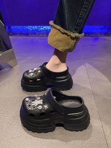 EVA Thick Bottom Sandals Womens Summer New Beach Wear Outerwear Heightening Slip-On Shoes Korean Style Low Cut Cartoon Pattern