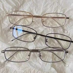 Harajuku Metal Square Frame Glasses Y2K Womens Retro Small Glasses Girls Japanese Glass Eyewear Decorative Anti-blue Eyeglasses