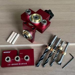 Adjustable Woodworking 3 in 1 Doweling Jig Kit Pocket Hole Jig Drilling Guide Locator For Furniture Connecting Hole Puncher Tool