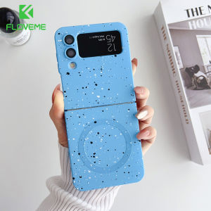 FLOVEME Fashion Ink Magsafe Folding Phone Case For Samsung Galaxy Z Flip 5 Flip 4 Flip 3 5G With Camera Film Protector All-inclusive Wireless Charging TPU Soft Back Cover For Galaxy Z Flip 5 Flip 4 Flip 3