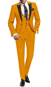 Solid Wedding Mens Suit Slim Fit Peak Lapel Blazer Jacket+Vest+Pants Formal Business Groom Tuxedos 3-Piece Set for Party Prom