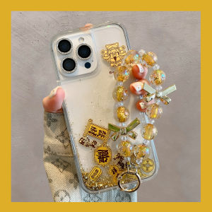 New Year Gold Foil Flowing Sand Ultra-clear Silicone Phone Case for  16Promax Mens Womens High-end Niche Popular