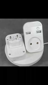 5V 2A Dual USB Ports EU Plug Adapter With EU Socket 2 USB Ports 5V 2A With Night Light 3‑In‑1 Power Outlet