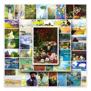 Retro Monet Art Stickers 50 Pieces Phone Case Luggage Decoration Graffiti Waterproof PVC Full Car Sticker Cultural Pattern
