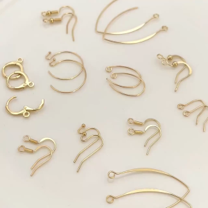 18K Komponen Anting Kait Tembaga Emas Twist Kait Telinga Pengait Kawat Anting Perlengkapan Untuk DIY Perhiasan