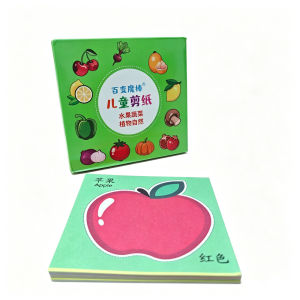 90Pcs Children DIY Paper Cutting Craft Set Cartoon Pattern Cut Practice Paper with Bilingual WordsFine Motor Skill Training