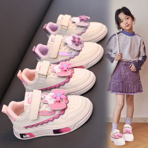Fashionable Leather Surface Childrens Casual Shoes Girls Student White Sneakers Autumn New Style Versatile Kids Footwear