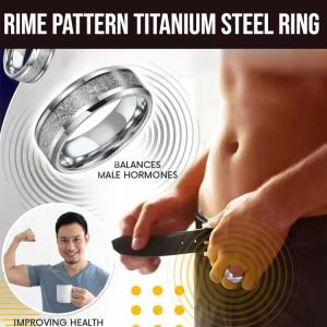 【Local Delivery】Mens Titanium With Frosted Pattern Health Care Ring Rime Pattern Titanium Steel Ring Trend Fashion Couple Ring