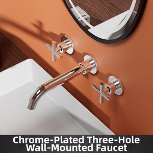 SHENGXUE | Wall-Mounted Concealed Dual-Handle Hot & Cold Red Faucet