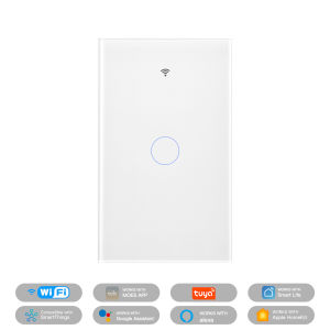 MOES Tuya WiFi Matter Smart Light Switch US Glass Touch Fireproof Neutral Wire Required Alexa Google Home HomeKit Compatible