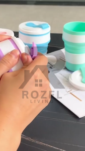 ROZEL Gelas Lipat Silikon Foldable Coffee Cup Anti Bocor 350ml / Gelas Lipat Multifungsi Travel Portable