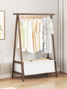 Indoor Floor Standing Clothes Rack Simple Modern Bamboo Multi-Functional Bedroom Living Room Home Use Overnight Clothes Hanger