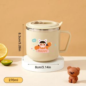 WORTHBUY | Cốc Giữ Nhiệt Bằng Thép Không Gỉ Dành Cho Trẻ Em Có Ống Hút Chống Rò Rỉ Cách Nhiệt Hai Lớp Cốc Uống Nước Di Động Thân Thiện Với Môi Trường Làm Từ Thép Không Gỉ 316