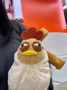 กระเป๋าสัตว์น่ารัก กระเป๋าสะพายไหล่แบบถือได้ขนาดใหญ่สำหรับผู้ชายและผู้หญิง กระเป๋าใส่ของสำหรับเดินทาง กระเป๋าหนัง PU ลายไก่