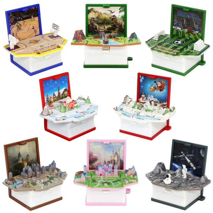 Mini 3D folding book keychain toy, books pop out with unique shapes and novel styles, cognitive puzzle toy