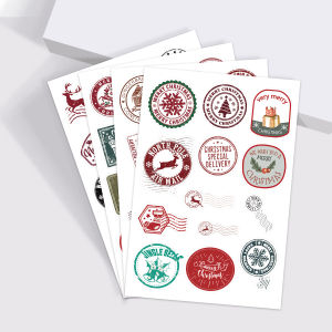 50pcs Christmas Stamps Graffiti Stickers for EnvelopeDIY CraftsScrapbook Self Adhesive Gift Sealing Sticker Christmas Decor