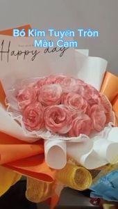 Bó Hoa Kim Tuyến Tròn Cam Galaxy – Rực Rỡ Sang Trọng & Độc Đáo - Quà Tặng Kèm Thiệp Và Đèn Nháy