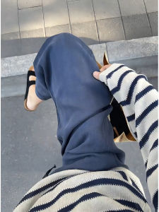 Quần Ống Đứng Bằng Vải Lanh Cotton Mỏng Màu Xanh Lam Mùa Hè Cho Nam Quần Ống Rộng Thoải Mái Dài Thường Ngày