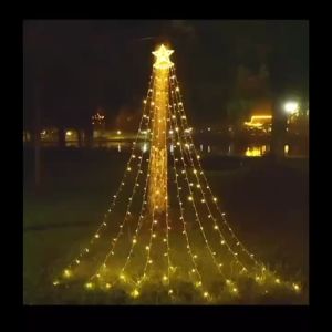 Tree Waterfall String Light Christmas Decorations Star String Lights for Fairy Icicle Light for Garden Wedding Outdoor Decorative LED Star Waterfall Lights HYD57