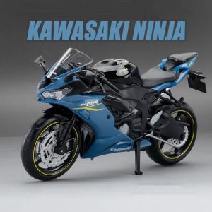 1:12 Kawasaki Motors Toys NinjaX6R Metal Diecasats Motorcycle Model With Front Wheel Steering Alloy Fuel Tank Toy For Kids Gift