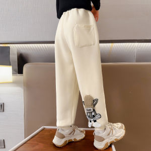 Girls Fleece Thick Sweat Pants 2022 Autumn and Winter New Childrens Winter Clothing Pants Girls Single-Layer Fleece-Lined Casual Sports Pants