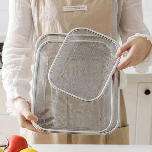 Vuông Lớn Thép Không Gỉ Thoát Rổ Nhà Bếp Hoa Quả Khay Lưới Lọc Rổ Bồn Rửa Khung Màu Nguyên Chất Phong Cách Scandinavia