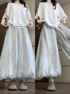 High Waist Satin Wide Leg Pants Womens Summer 2025 New Style Slimming Casual Cool Lantern Pants Skirt Pants Korean Style