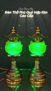 Đèn Phú Quý Hợp Kim Hoa Sen Led Đổi Màu CHÂN THIỆN MỸ Đồ Trang Trí Bàn Thờ Phật Gia Tiên M14
