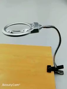 [HCM]Kính lúp kẹp bàn phóng đại 5x có 2 đèn LED chiếu sáng