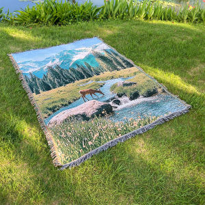 2025 New Leisure Blanket Small Room Decoration Artistic Hanging Tapestry Sleepable Comforter Rural Landscape Cotton Linen