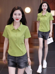 Younger Fashion Polo Collar Short Sleeve T-shirt Womens Summer New Arrival This Years Popular Small T-shirt Slim Looking Tops