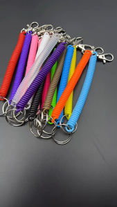 Plastic spring rope keychain hanging rope telephone line telescopic keychain