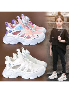 Giày Thể Thao Lưới Mùa Hè Cho Bé Gái Đế Mềm Hở Mũi Giày Trẻ Em Thoáng Khí Thoải Mái Giày Bệt Mũi Tròn