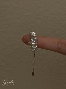 Wild Growth Natural Freshwater Baroque Keshi Pearl Ring for Women Unique Design Finger Chain Jewelry Fashion Accessories